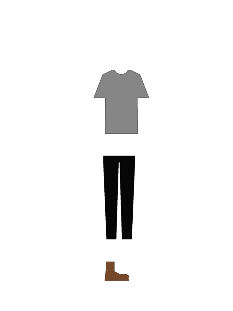 A saved fit, rendered as a flat lay